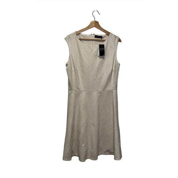 NWT Lauren Ralph Lauren Black Label Ivory Sleeveless Fit & Flare Crew Neck Women - Picture 1 of 9